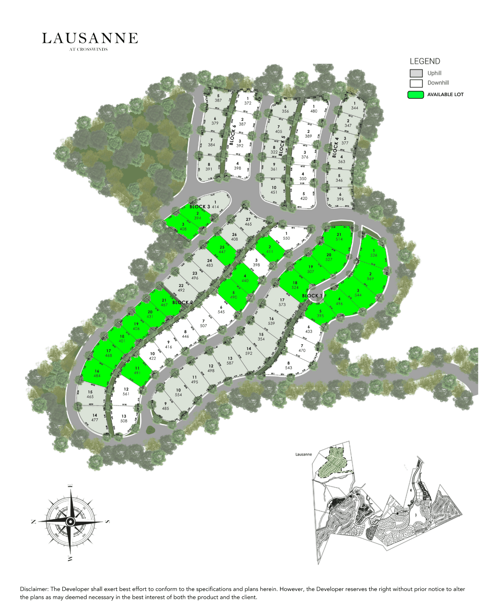 Lausanne Site Plan — Uphill & Downhill Lots